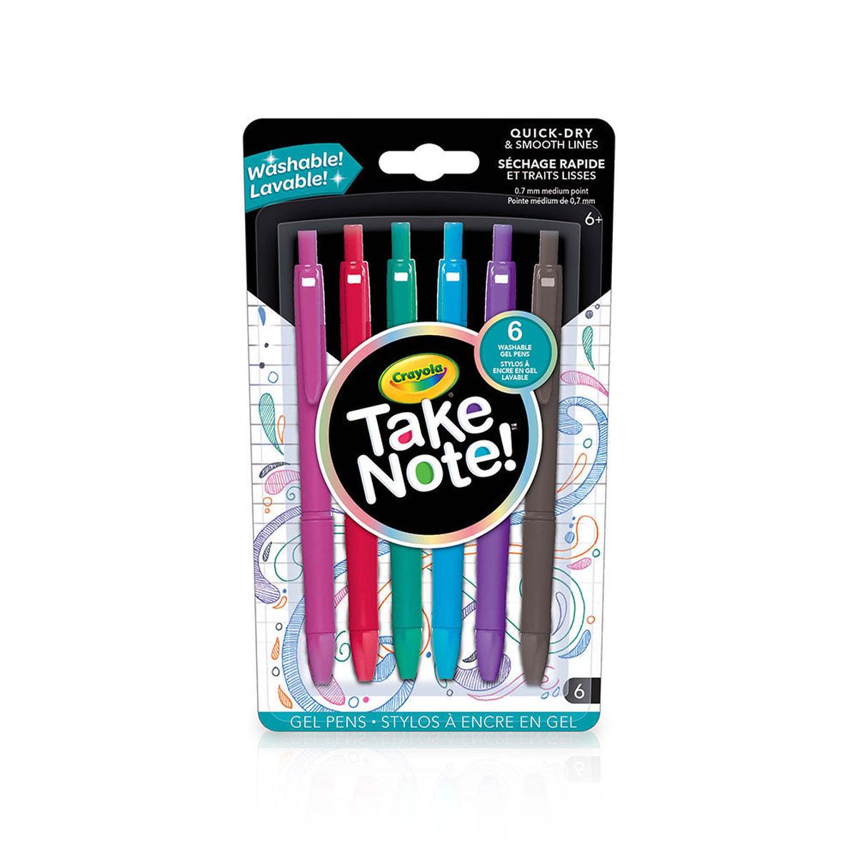 CRAYOLA Take Note Washable Gel Pens 6 Count