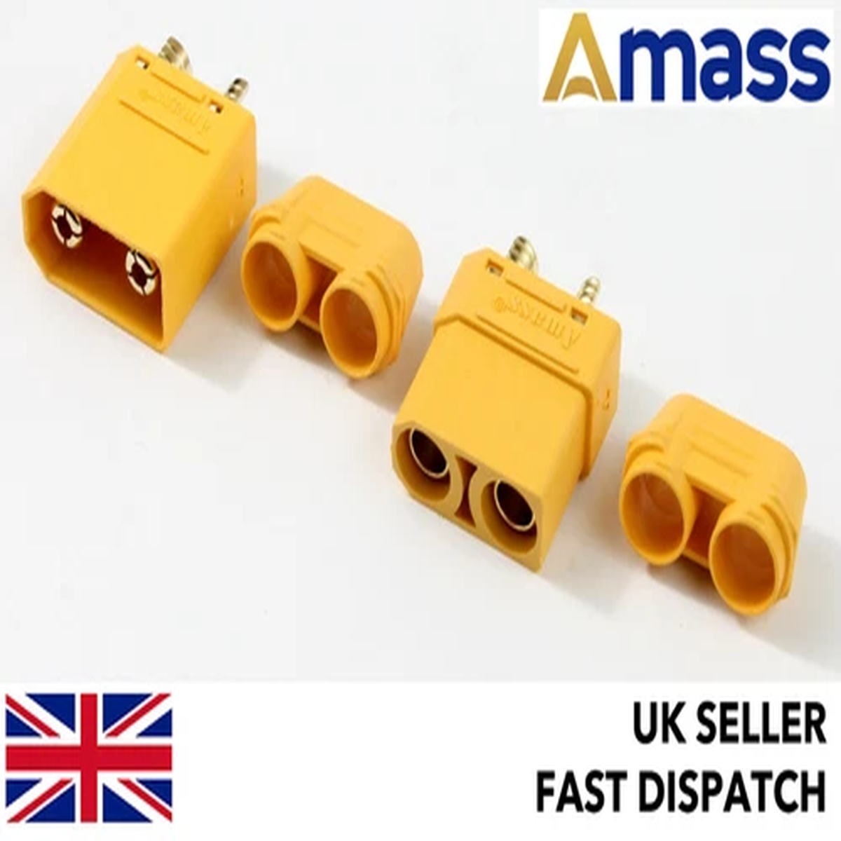 *GENUINE AMASS XT90 & INSULATED CAPS*  Male & Female Connectors/Plugs 12v 24v RC