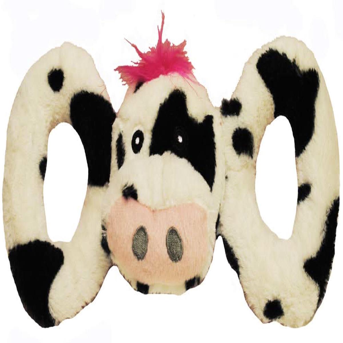 Jolly Pet Tug-a-Mals Cow Dog Toy Black/White MD 4in