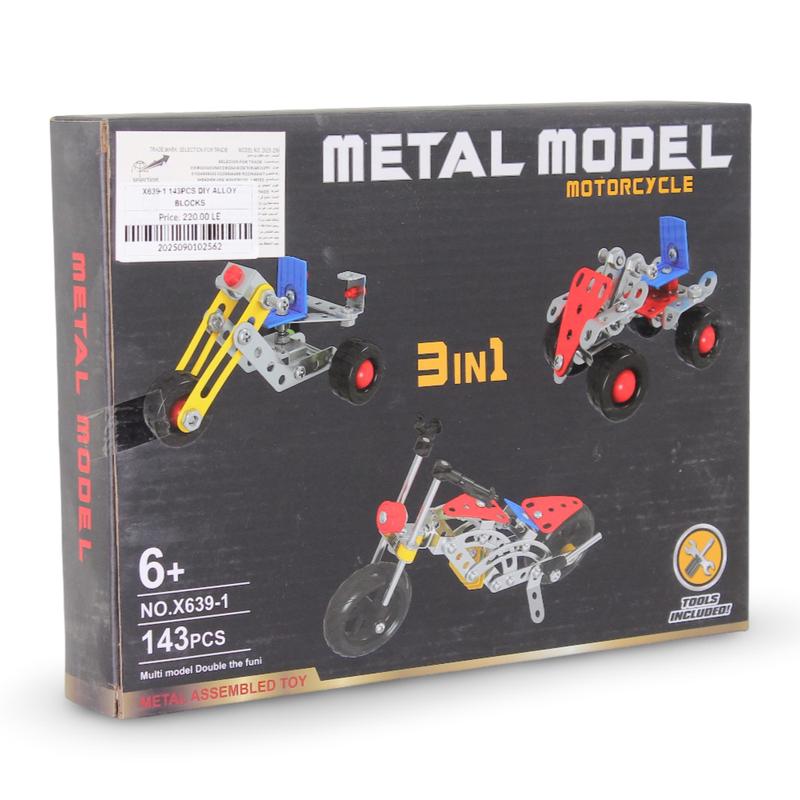 Metal Model Motorcycle Building Set 143 Pieces  3 in 1 DIY Alloy Kit