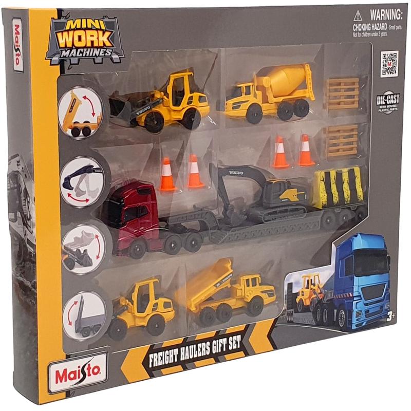 Maisto Mini Work Machines 12630V - Freight Haulers Volvo Construction Gift Set