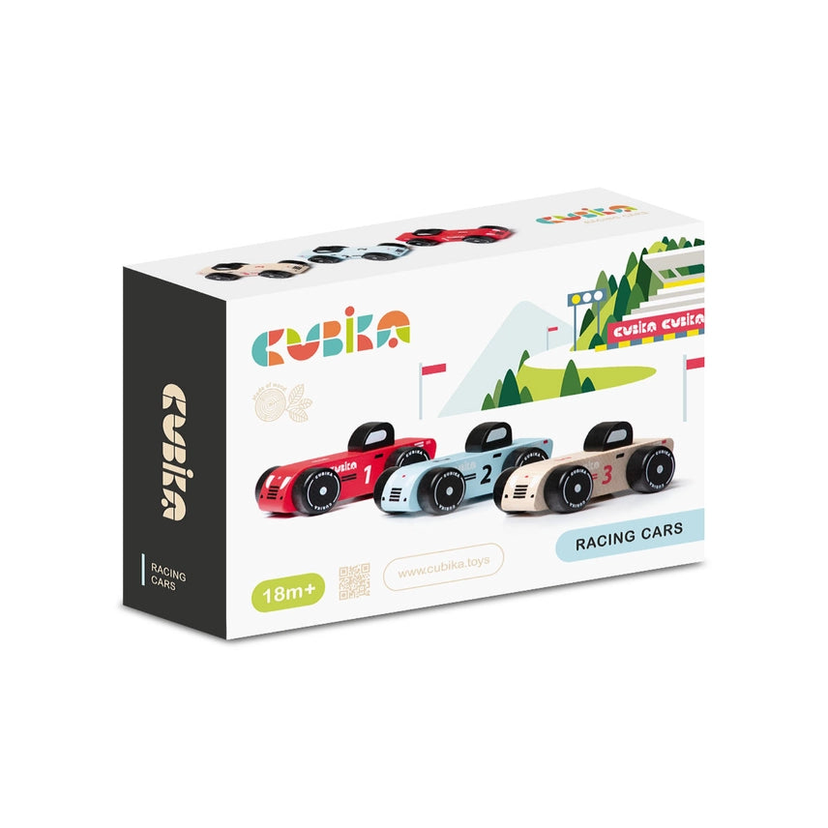 Toysmith Cubika Wooden Vehicle Set Racing Cars
