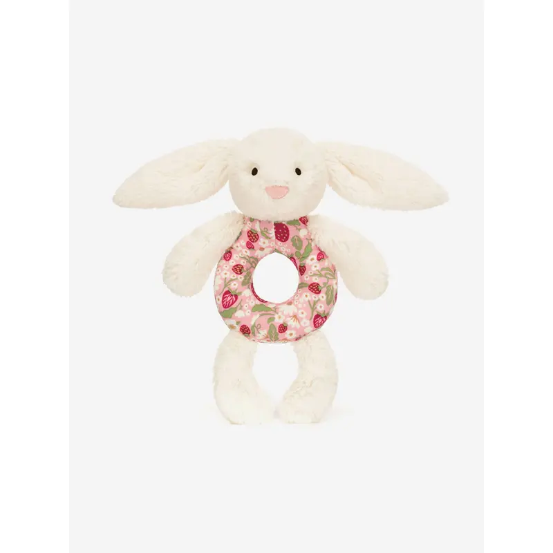 Jellycat Blossom Cream Bunny 'Berry' Ring Rattle in Ivory (18cm)