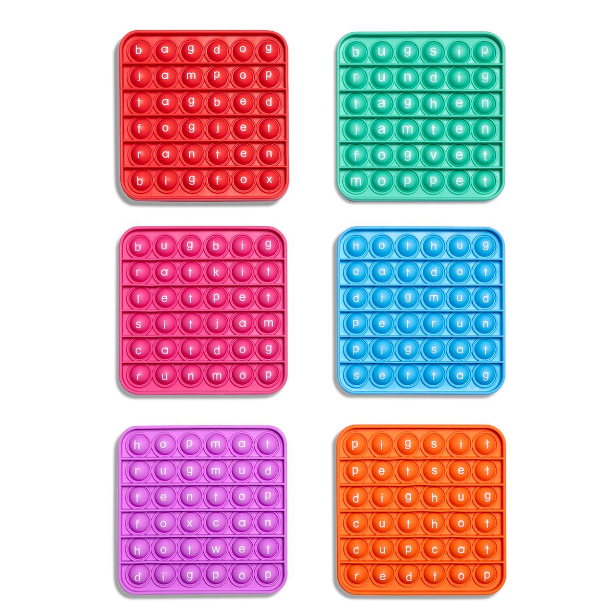 .6 Extra CVC Fidget Mats (Word Pop) – Sturdy Build for Kids & Family