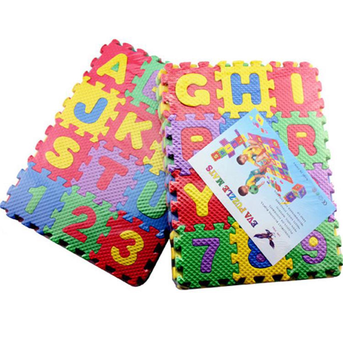 ( 31.5×31.5cm ) 36 Pieces Child Cartoon Letters Numbers Foam Play Puzzle Mat Floor Carpet Rug for Baby Kids Home Decoration