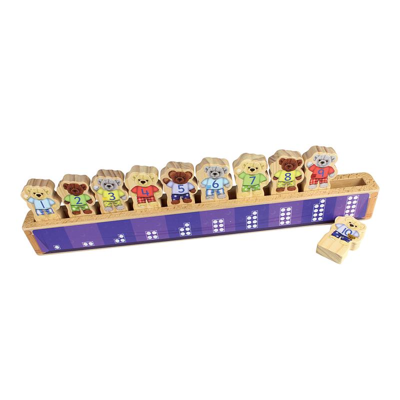Yellow Door Ten in a Bed: Wooden Stacking Toy for Learning Numbers 1-10