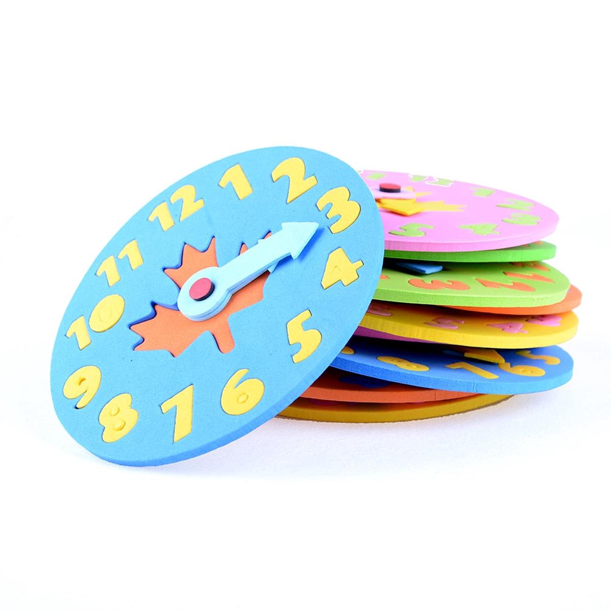 1 Piece Kids DIY Eva Clock Learning Education Toys Fun Jigsaw Puzzle Game for Children 3-6 years old
